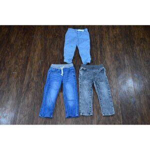 Pants Denim Blue Pull On Lot of 3  Size 3T Cat & Jack Wondernation Unisex READ